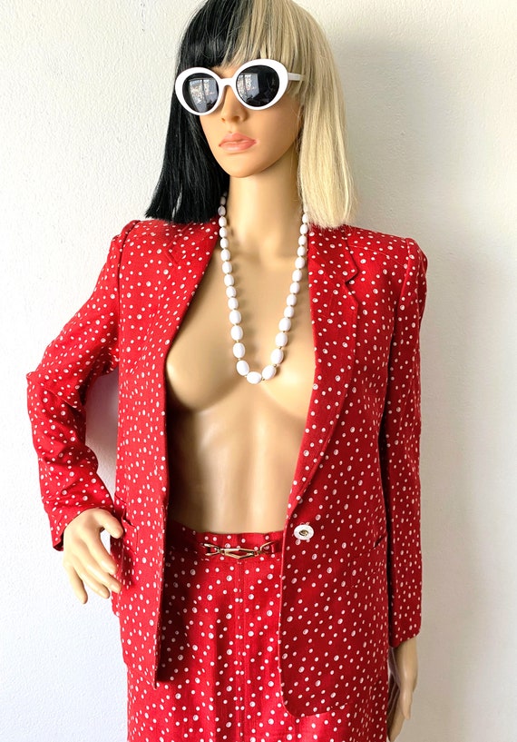 Two Piece Dress Suit | Polkadot Skirt & Blazer Se… - image 6