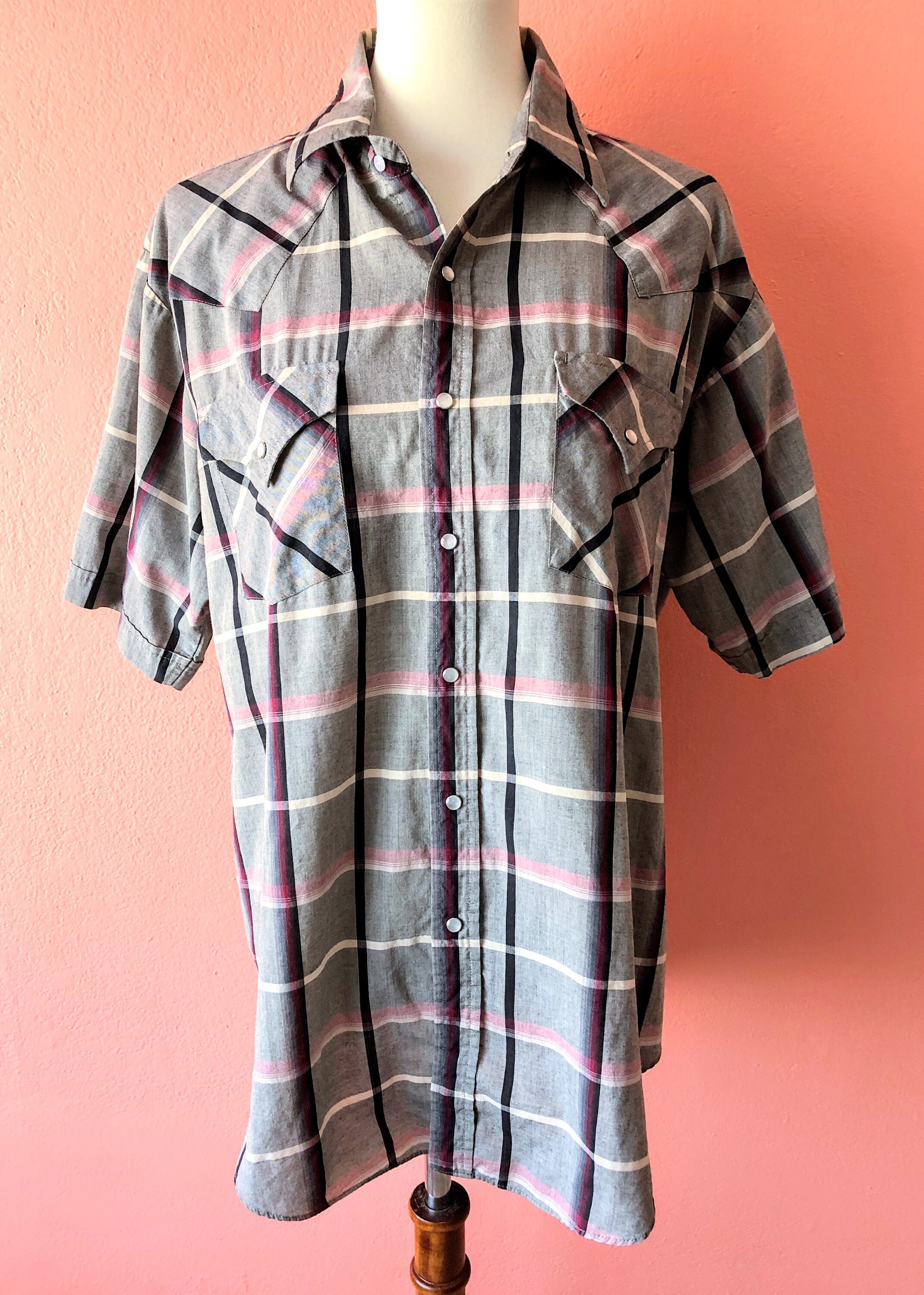 Vintage Plaid Short Sleeve ELY PLAINS Shirt Western Shirt | Etsy