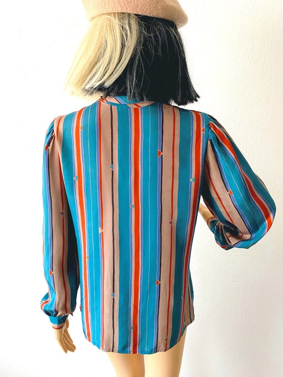 Vintage Pussy Bow Blouse | Tie Neck Blouse | 70s … - image 5