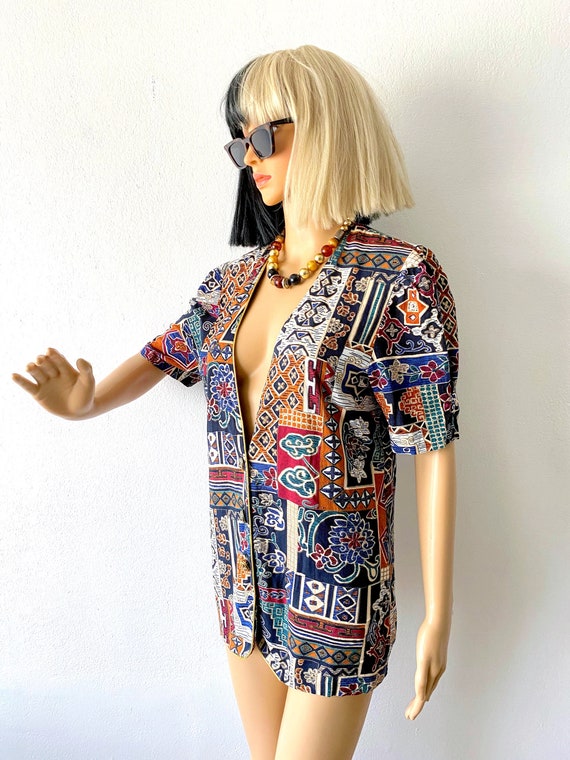 Vintage 90s Abstract Blouse | Bohemian Jacket | M… - image 6