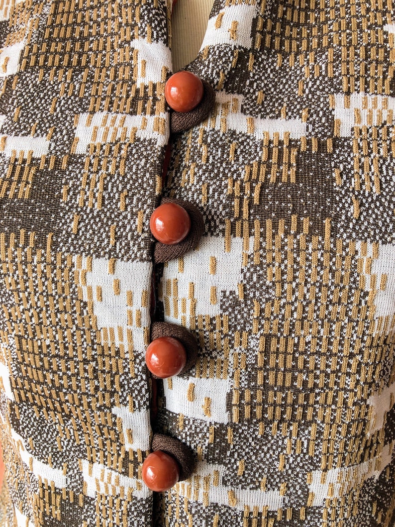 Vintage 70s Brown Blazer Geometric Jacket Abstract Blazer Mod Blazer Mod Jacket Abstract Jacket Indie Blazer Hippie Blazer Polyester Top S M