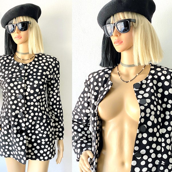 Vintage Polka Dot Blazer | Circle Print Jacket | Oversized Buttons Blazer | 80s Career Blazer | Fun Jacket | Cute Blazer | Graphic Blazer  S