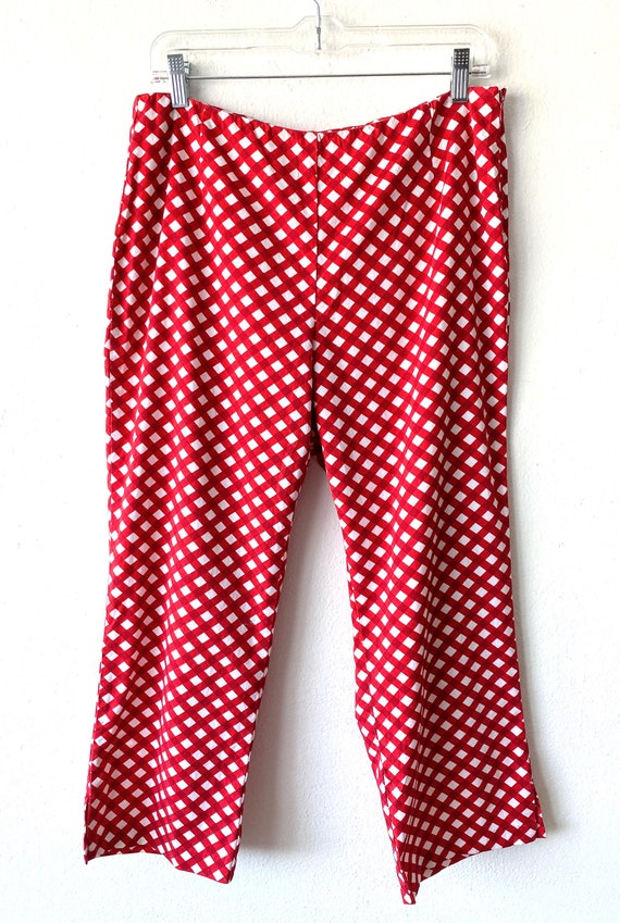 High Waisted Capri Pants Red/white Gingham Bow Retro / Rockabilly