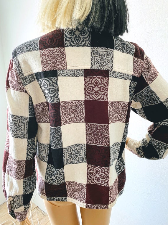 Vintage Patchwork Top | Tile Print Top | Zipper B… - image 7