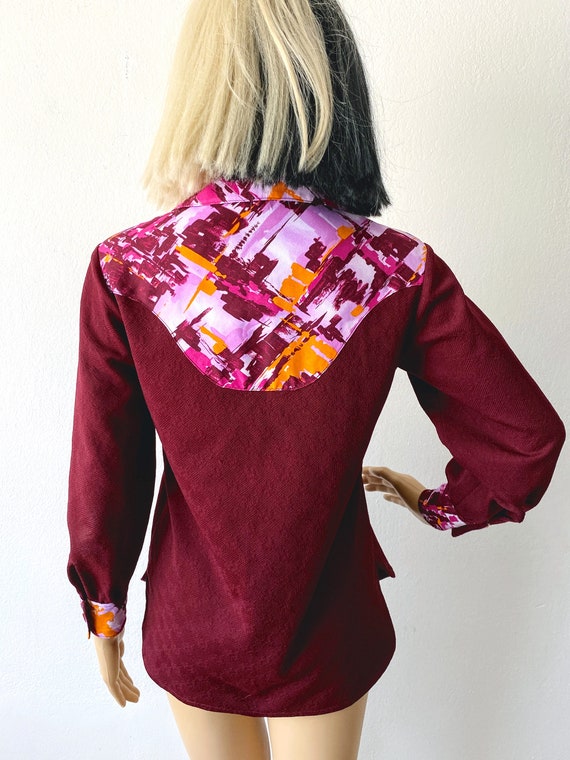 Vintage Polyester Button Up | Abstract Blouse | G… - image 3