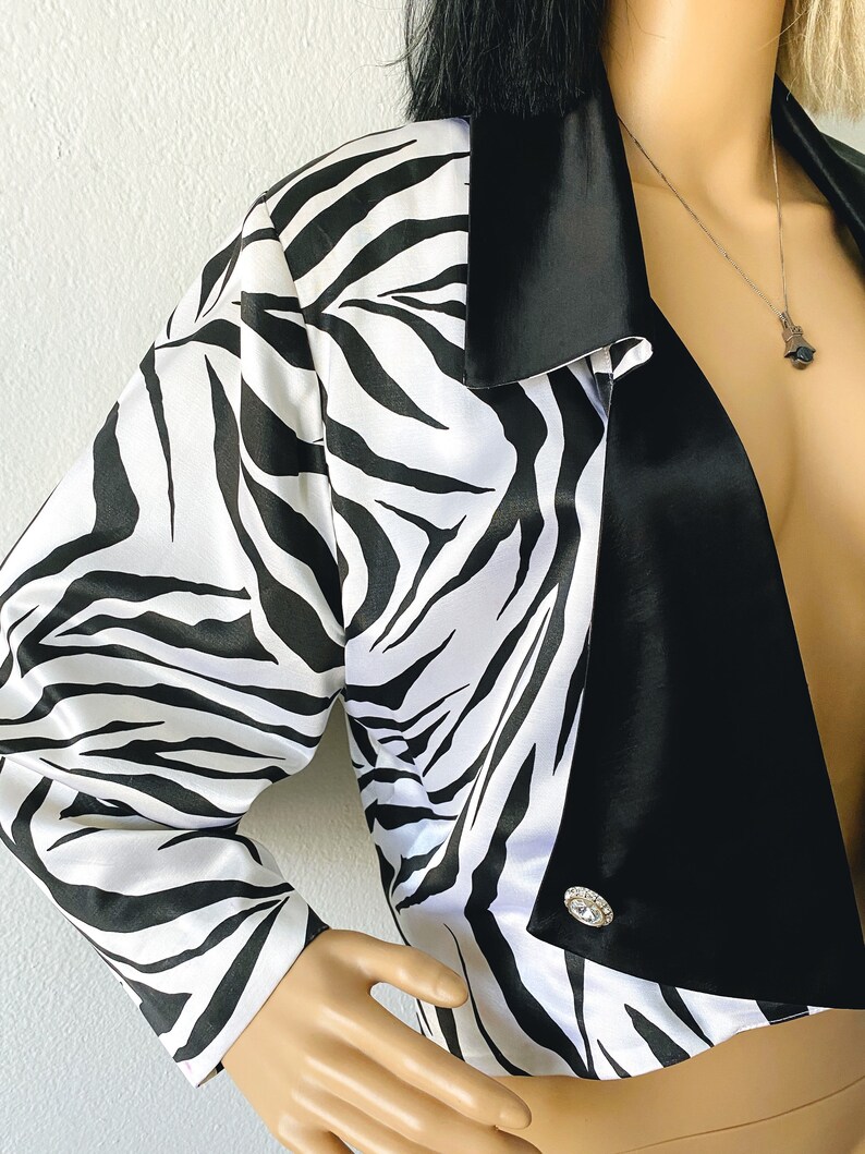 Vintage Cropped Cocktail Jacket Zebra Print Jacket Animal Etsy