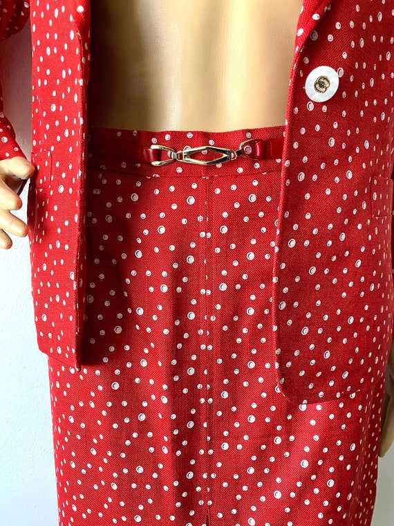 Two Piece Dress Suit | Polkadot Skirt & Blazer Se… - image 7