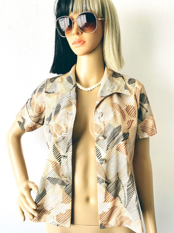 Vintage 70s Polyester Blouse | Point Collar Blous… - image 4