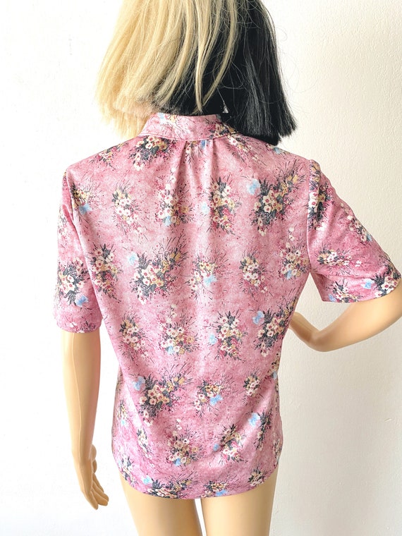 Vintage 70s Polyester Blouse | Romantic Blouse | … - image 4