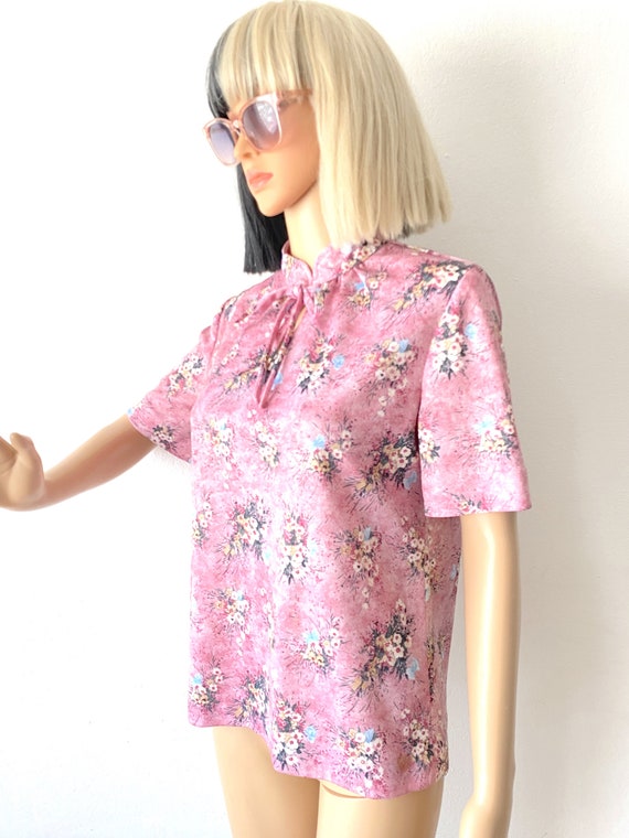 Vintage 70s Polyester Blouse | Romantic Blouse | … - image 6