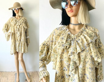 Cottagecore Babydoll Dress | Ruffled Layers Dress | Frilly Dress | Romantic Dress | Boho Chic Dress | Wedding Guest Dress | Botanical Dress