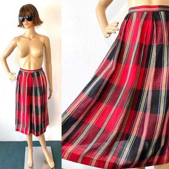 Vintage Plaid Midi Skirt Librarian Chic Skirt Lightweight Skirt School Girl Skirt 28 Inch High waist Skirt Prep School Academia Hipster Mod Etsy Canada