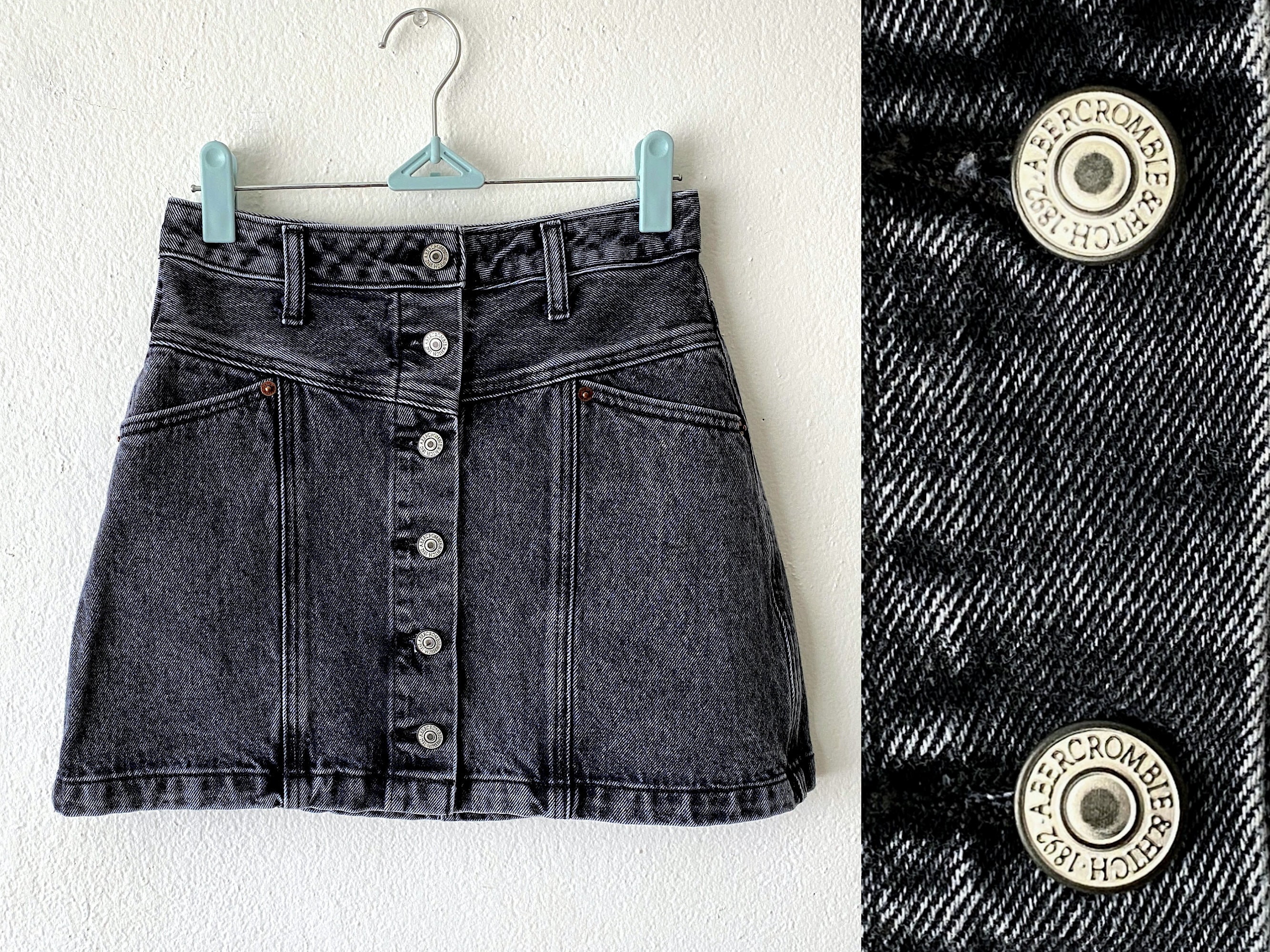 Gonna di jeans nera vintage Gonna di jeans nera sbiadita Gonna