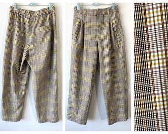Pantalones de cintura alta con cuadros retro - Pantalones de trabajo neutros