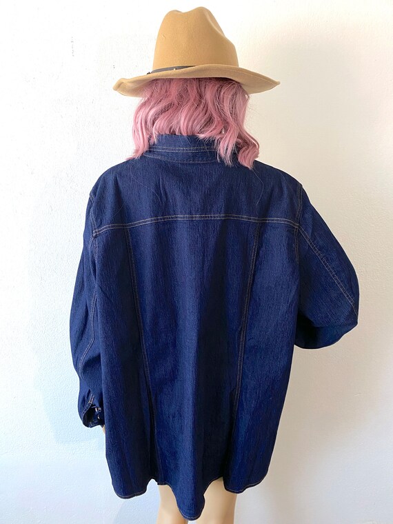 Vintage Plus Size Denim Shirt Jean Button Up Shir… - image 6