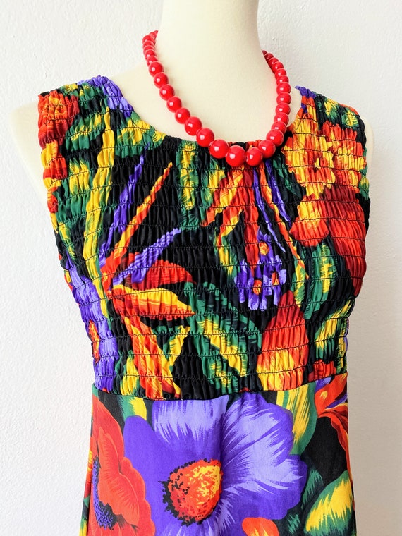 Vintage Tropical Dress | Colorful Sundress | Empi… - image 3