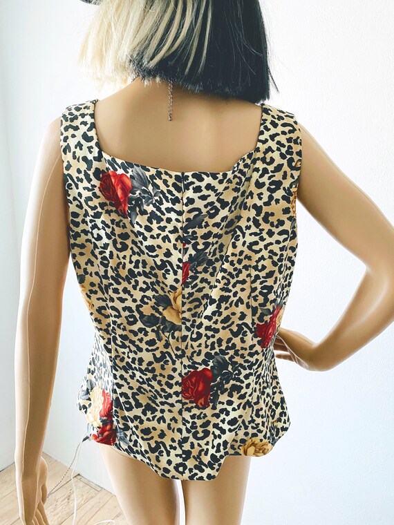 Vintage Animal Print Top | Cheetah Top | Rose Pri… - image 6