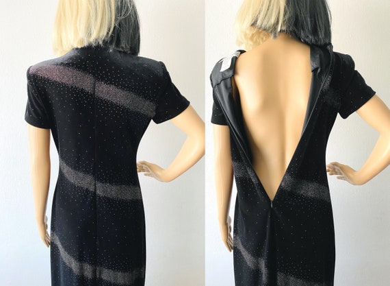 Vintage Long Black Gown | Black Velvet Maxi Dress… - image 8