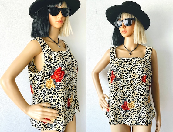 Vintage Animal Print Top | Cheetah Top | Rose Pri… - image 1