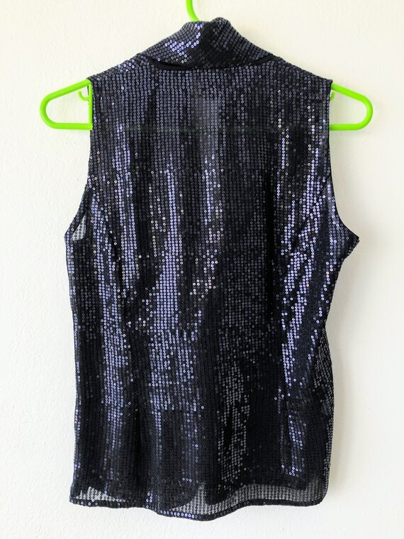 Vintage XXS Sequin Top | Glam Tank Top | Disco Se… - image 3