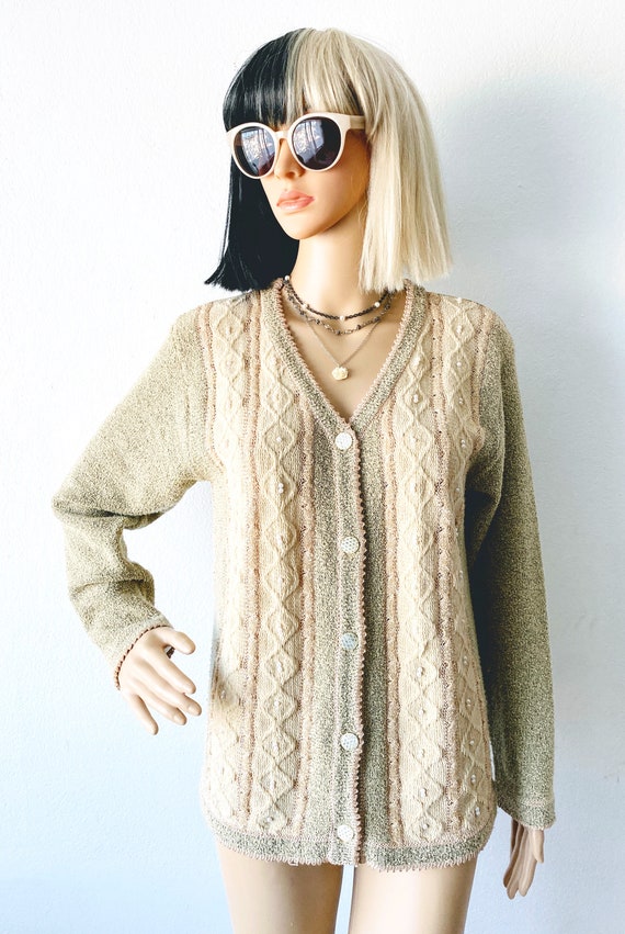 Retro Cardigan | Delicate Sweater | Beaded Cardig… - image 2