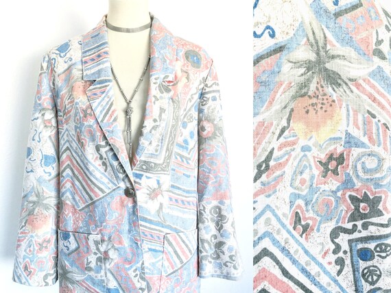 Vintage 80s Pastel Blazer Pastel Jacket Oversized