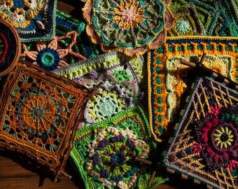 Large and XL Synesthesia Tile - Crochet Wall Hanging