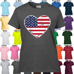 Heart Shaped Flag Patriotic 4th of July America Classic Fit Ladies' T-Shirt image 1