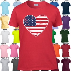 Heart Shaped Flag Patriotic 4th of July America Classic Fit Ladies' T-Shirt image 2