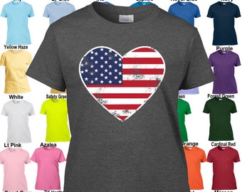 Herzförmige Flagge - patriotischen - 4. Juli - Amerika - Klassische Passform Girlie t-shirt
