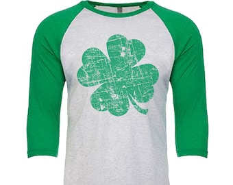 Beunruhigt Kleeblatt design - Unisex Tri-Blend 3/4 Sleeve Raglan Baseball T-Shirt - Größen XS-3XL in 14 Farben!