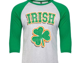 Irischen Kleeblatt - Unisex Tri-Blend 3/4 Sleeve Raglan Baseball T-Shirt - Größen XS-3XL in 14 Farben!