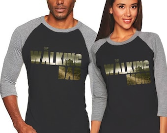 The Walking Dad oder The Walking Mom - Unisex Tri-Blend 3/4 Ärmel Raglan Baseball T-Shirt - Größen XS-3XL in 14 Farben!
