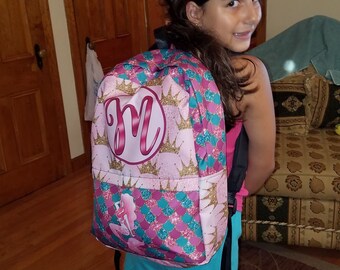 Mochila de sirena inicial personalizada - ¡Regreso a la escuela! ¡Elija la carta de nombre! Mochila rosa, mochila personalizada, gran regalo!