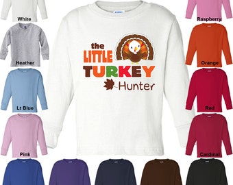 The Little Turkey - Thanksgiving - Personalized with Name - Long Sleeve T-Shirt - Boys/Girls - Toddler