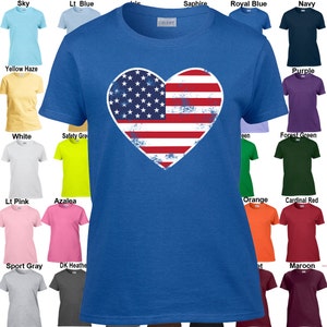 Heart Shaped Flag Patriotic 4th of July America Classic Fit Ladies' T-Shirt image 3