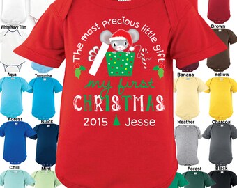 My First (1st) Christmas - The most precious little gift - Bodysuit / Onsie / Boys / Girls / New Baby / Gift - Personalized with Name & Year