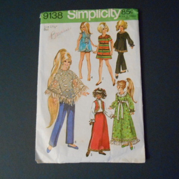 Simplicity 9138, Barbie, Chrissy, Velvet, Kerry, Mia, Wardrobe, 15.5-17.5" dolls