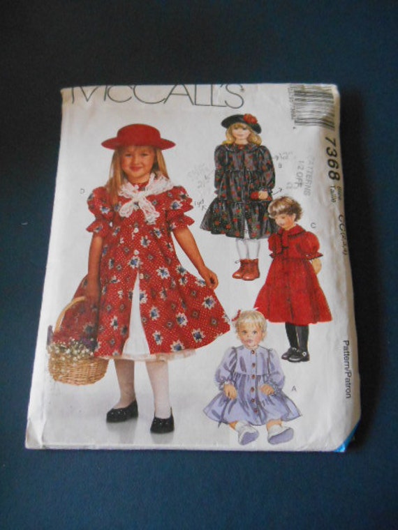 Mccalls 7368, Child Dress, Petticoat, Size 2, 3, 4 - Etsy