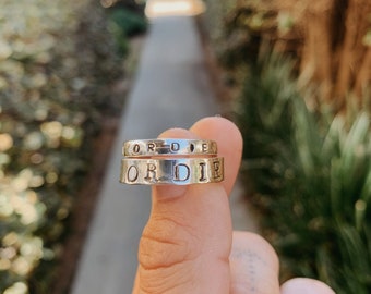 Ride or Die-ring – Handstämplat sterlingsilver | Specialtillverkad lödd ring