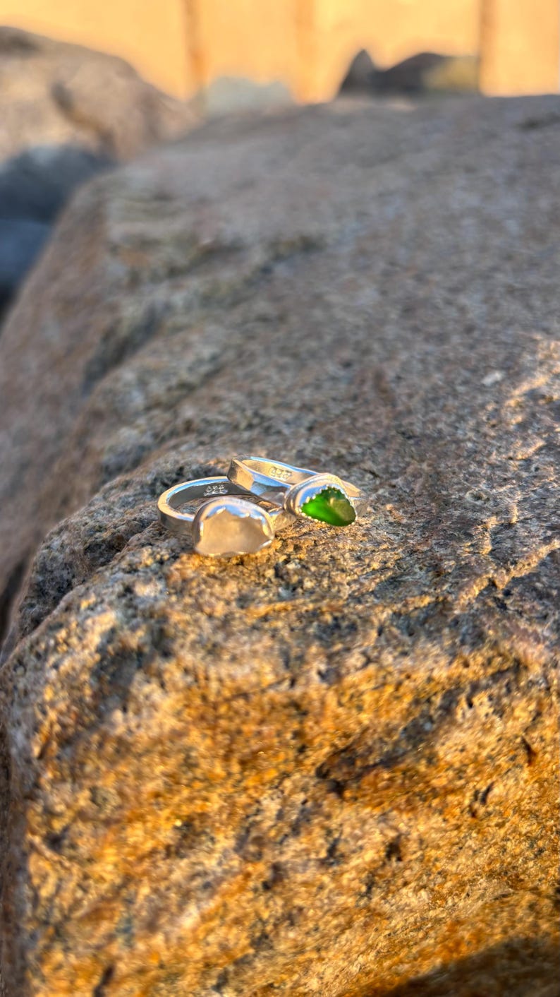 Custom Sea Glass Jewelry | Handmade with Lake Michigan Beach Glass | Sterling & Fine Silver Setting | Eco-Friendly Gift | Memorial Jewelry image 7