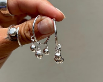 Sterling Silver Feather Hoop Earrings | Boho Chic Stud Hoops | Fall Gift for Her | Dainty Bohemian Jewelry | Feather Drop Earrings