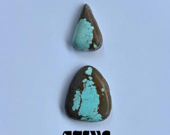 No 8 Turquoise Cabochons – Hand-Cut, Natural Gemstones for Rings, Cuffs, & Pendants, Perfect Pairing with Onyx