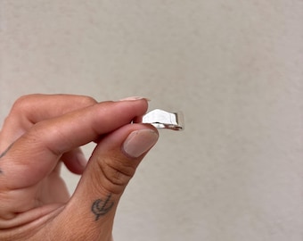 Sterling Silver Stacking Ring Band | Recycled Silver | Organic Shape | Engagement | Wedding