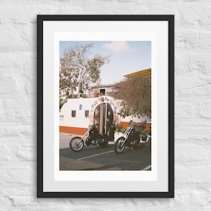 En Fuego | Choppers at Classic Mexican Restaurant – Framed 35mm Motorcycle Film Photo Poster