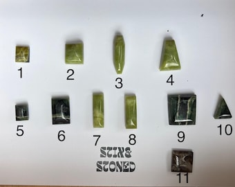 Jade and Green Agate Unique Square Cut Cabochons For Jewelry Making