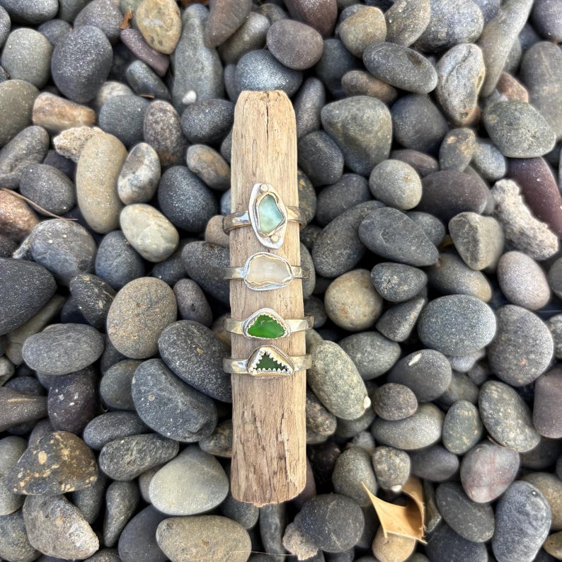 Custom Sea Glass Jewelry | Handmade with Lake Michigan Beach Glass | Sterling & Fine Silver Setting | Eco-Friendly Gift | Memorial Jewelry image 1
