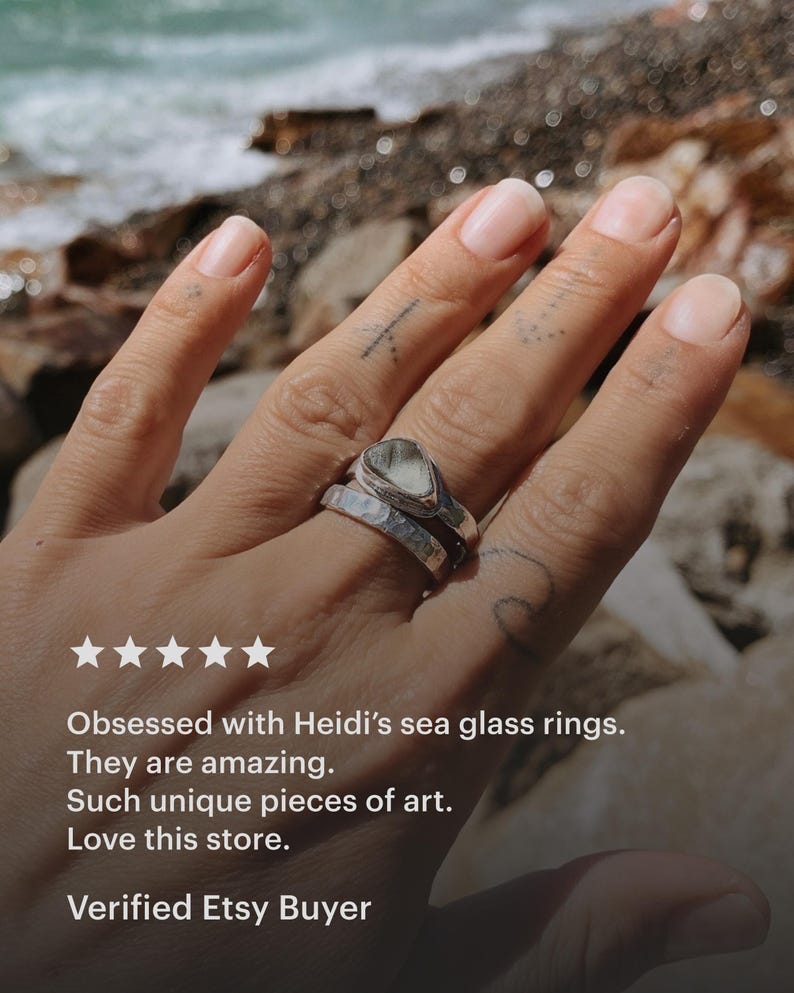 Custom Sea Glass Jewelry | Handmade with Lake Michigan Beach Glass | Sterling & Fine Silver Setting | Eco-Friendly Gift | Memorial Jewelry image 8