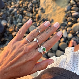 Custom Sea Glass Jewelry | Handmade with Lake Michigan Beach Glass | Sterling & Fine Silver Setting | Eco-Friendly Gift | Memorial Jewelry image 4