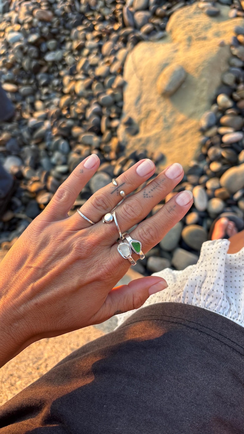 Custom Sea Glass Jewelry | Handmade with Lake Michigan Beach Glass | Sterling & Fine Silver Setting | Eco-Friendly Gift | Memorial Jewelry image 4